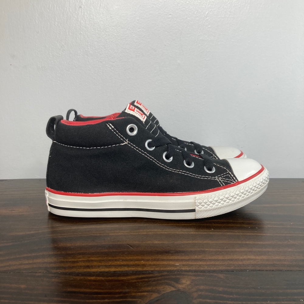 Converse Allstar Chuck Taylor CT Street Mid Black Red Sneakers Junior Size 2